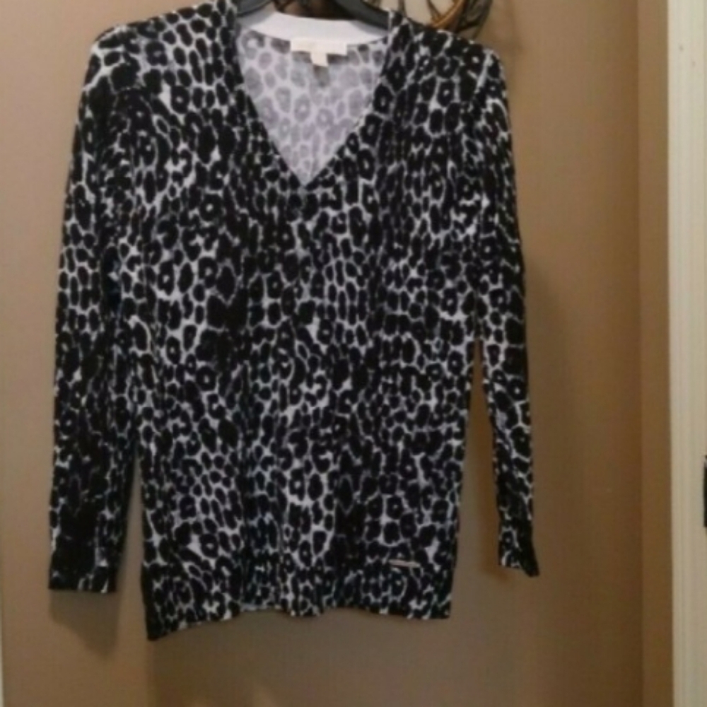 MICHAEL Michael Kors Black and White Animal Print Blouse
